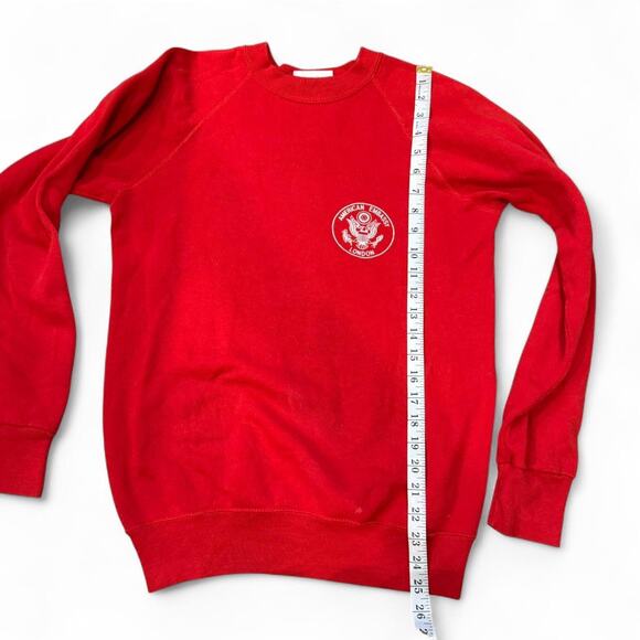 Vintage 90s red "American Embassy London" crewneck souvenir vibes womens size sm - Picture 6 of 8